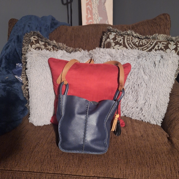 SAK HOBO Elegant Blue Leather Shoulder Bag - Picture 3 of 3